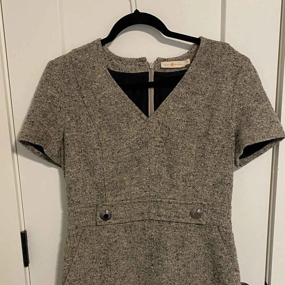 Tory Burch Gray Tweed Mini Dress